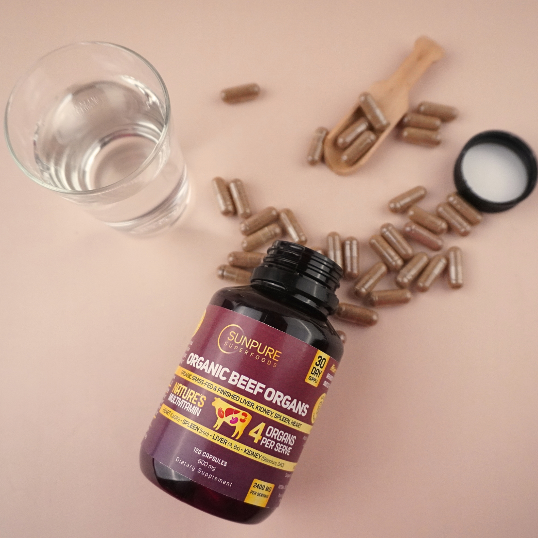 Beef Organ Capsules, Certified Organic Grass Fed