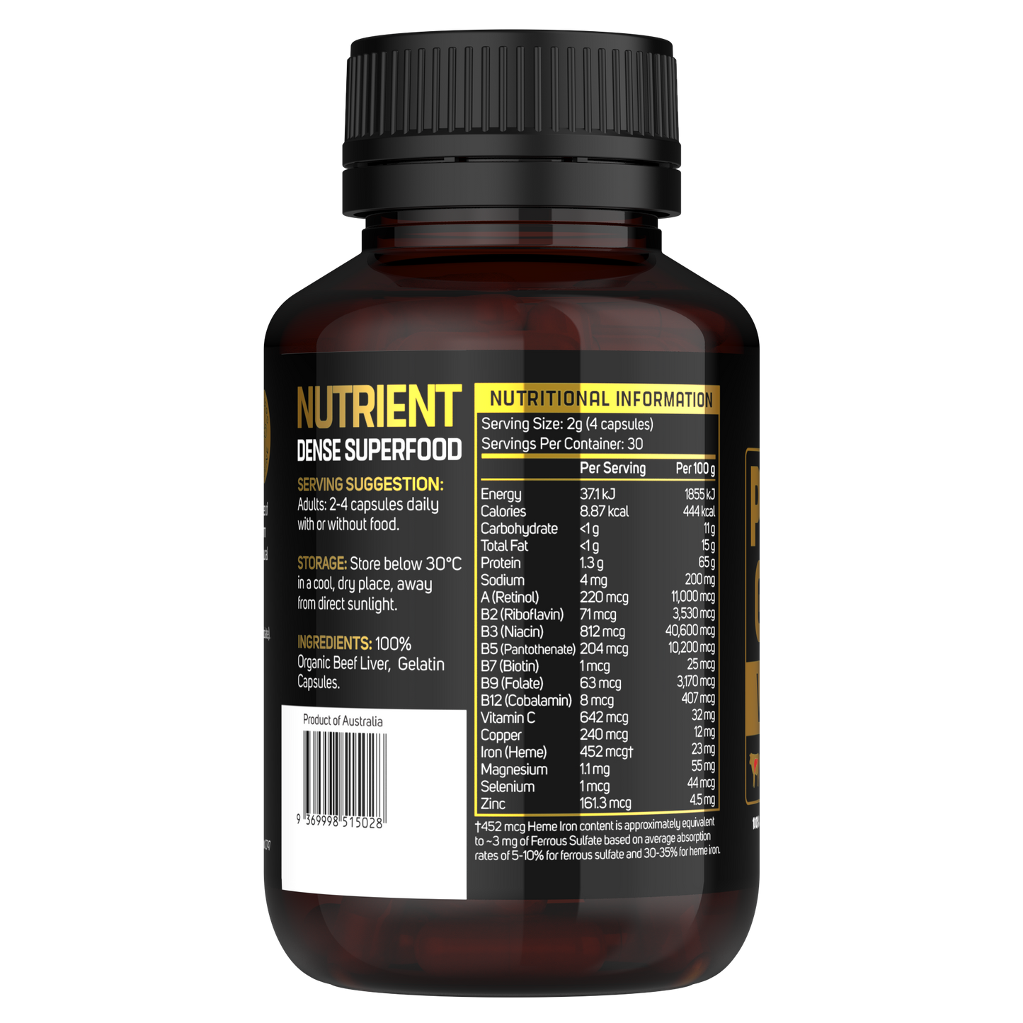 Beef Liver Capsules, Organic Grass Fed