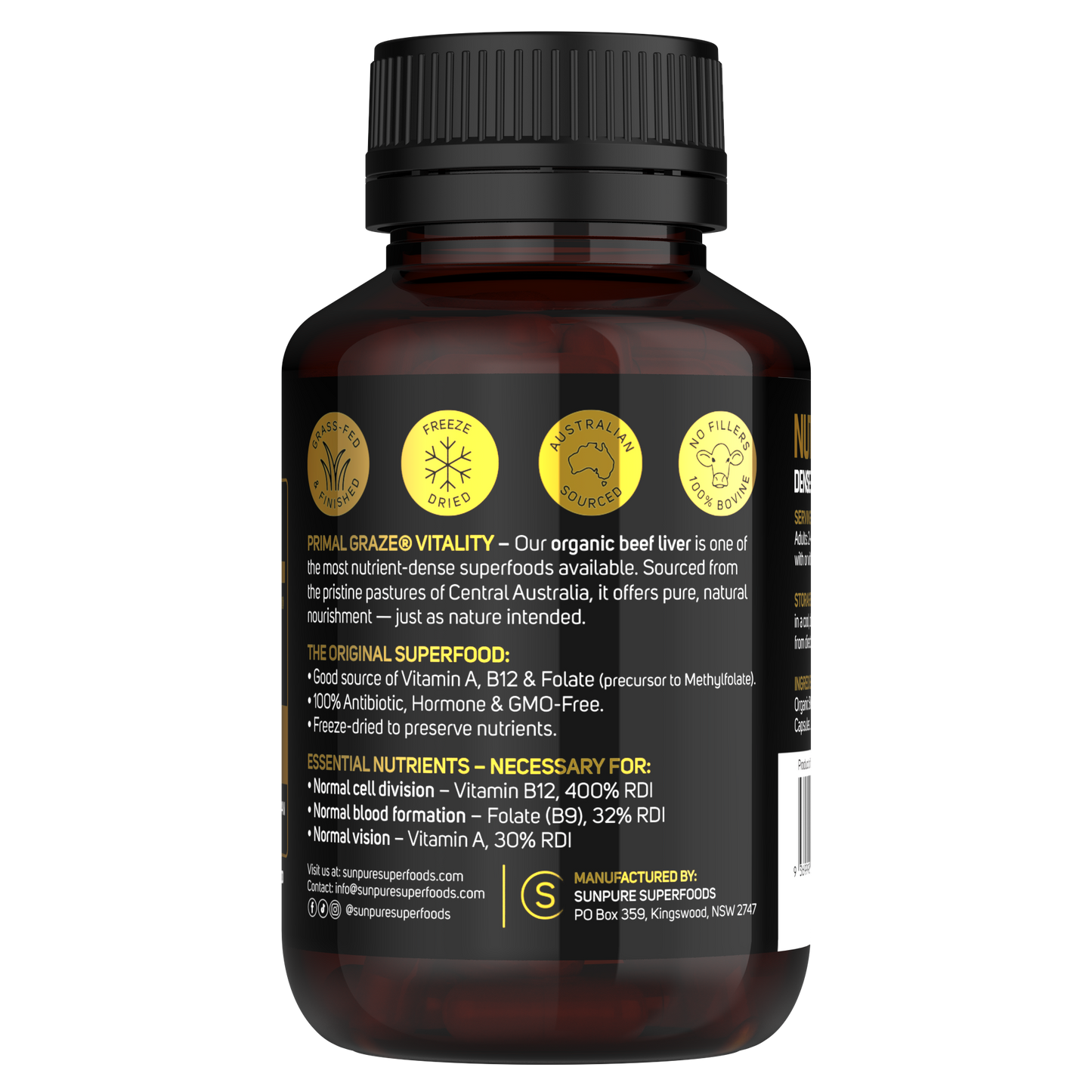 Beef Liver Capsules, Organic Grass Fed